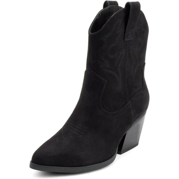 Blazing Ankle Boot Women Black Pointe Toe  Low Heel - Picture 2 of 6